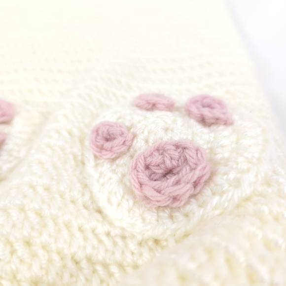 3 piece infant cat crochet cream and Pink set - Picture 4 of 5